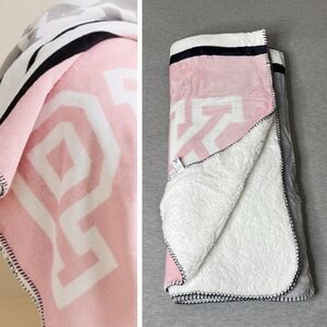 Victoria's Secret PINK 60” x 50” Pink Grey Logo Cozy-Plush Blanket
